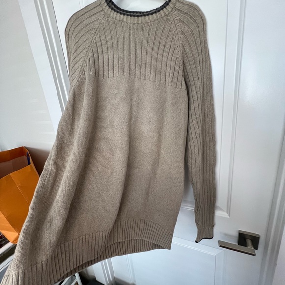 Columbia Sweater Men's Tan Crew Neck XL Cotton Long Sleeve Ribbed - Picture 4 of 8